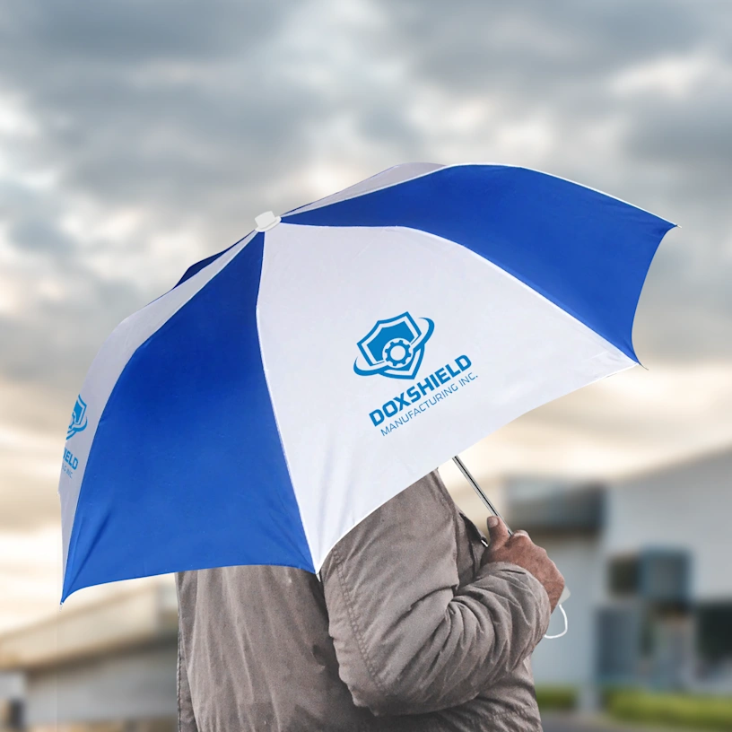 XAUVA White and Blue Promotional Hand Umbrella | Manual