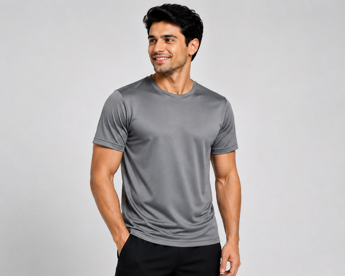 XAUVA Fashion White Premium Dot Knit Round Neck Half Sleeve T-Shirt | 180 GSM
