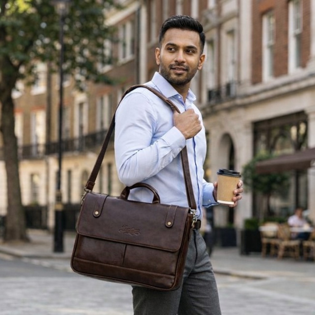 Xauva Laptop Messenger Office Bag Briefcase for Work for Men (LB6050-DARK BROWN)