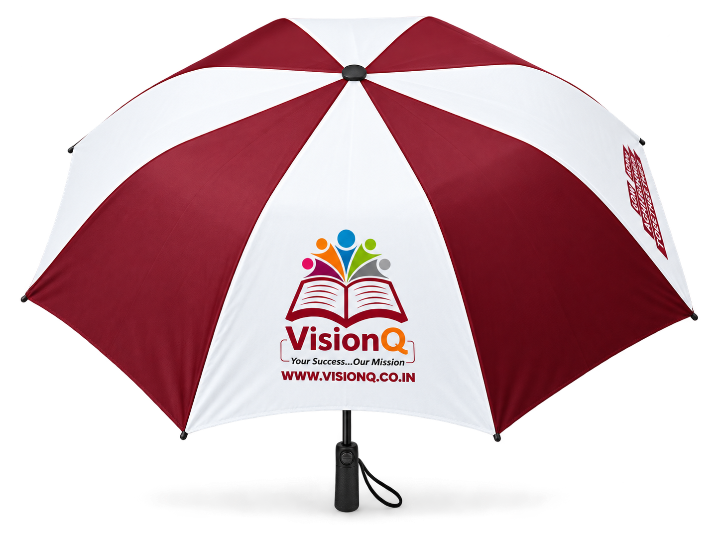XAUVA White and Maroon Promotional Hand Umbrella With Branding  | Manual